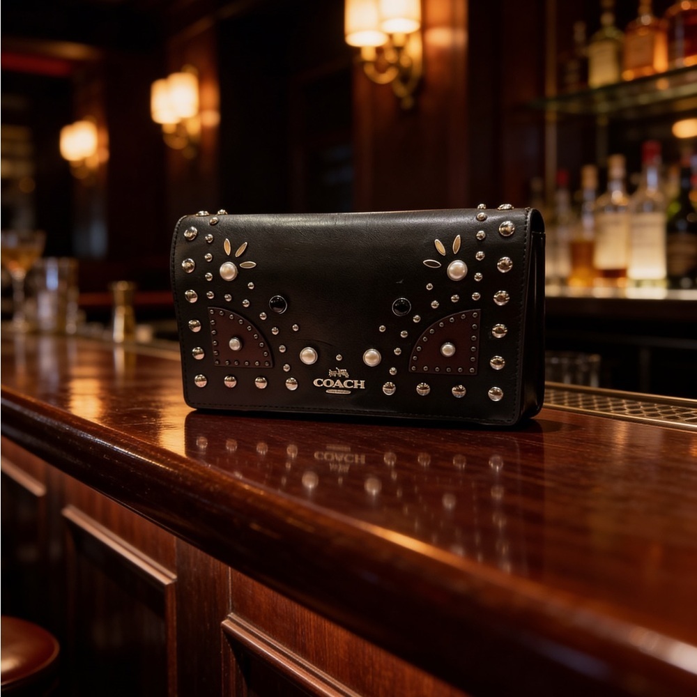 Coach Black Mini Bag with Pearl Accents